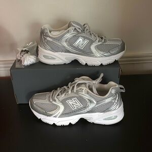 New Balance Women's Silver and White Shoes